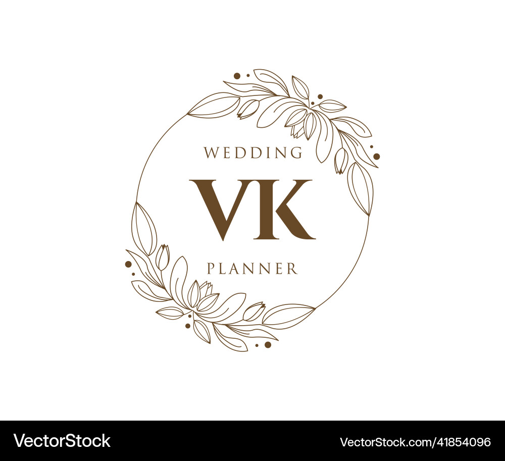 Vk initials letter wedding monogram logos Vector Image