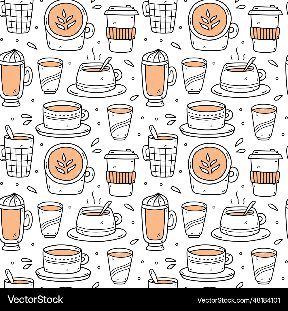 Cute seamless pattern with coffee cups Royalty Free Vector