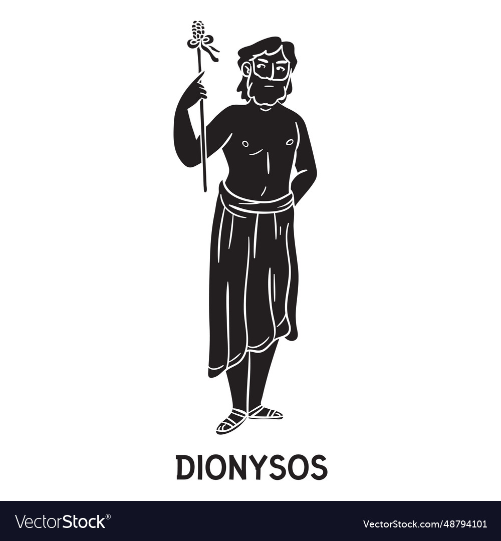 Dionysos Hand Drawn Cut Out Black Royalty Free Vector Image