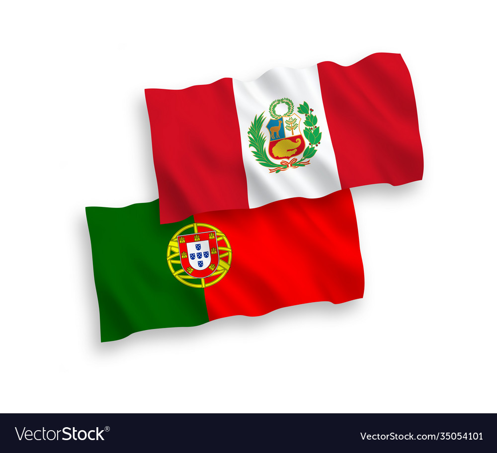 Flags portugal and peru on a white background