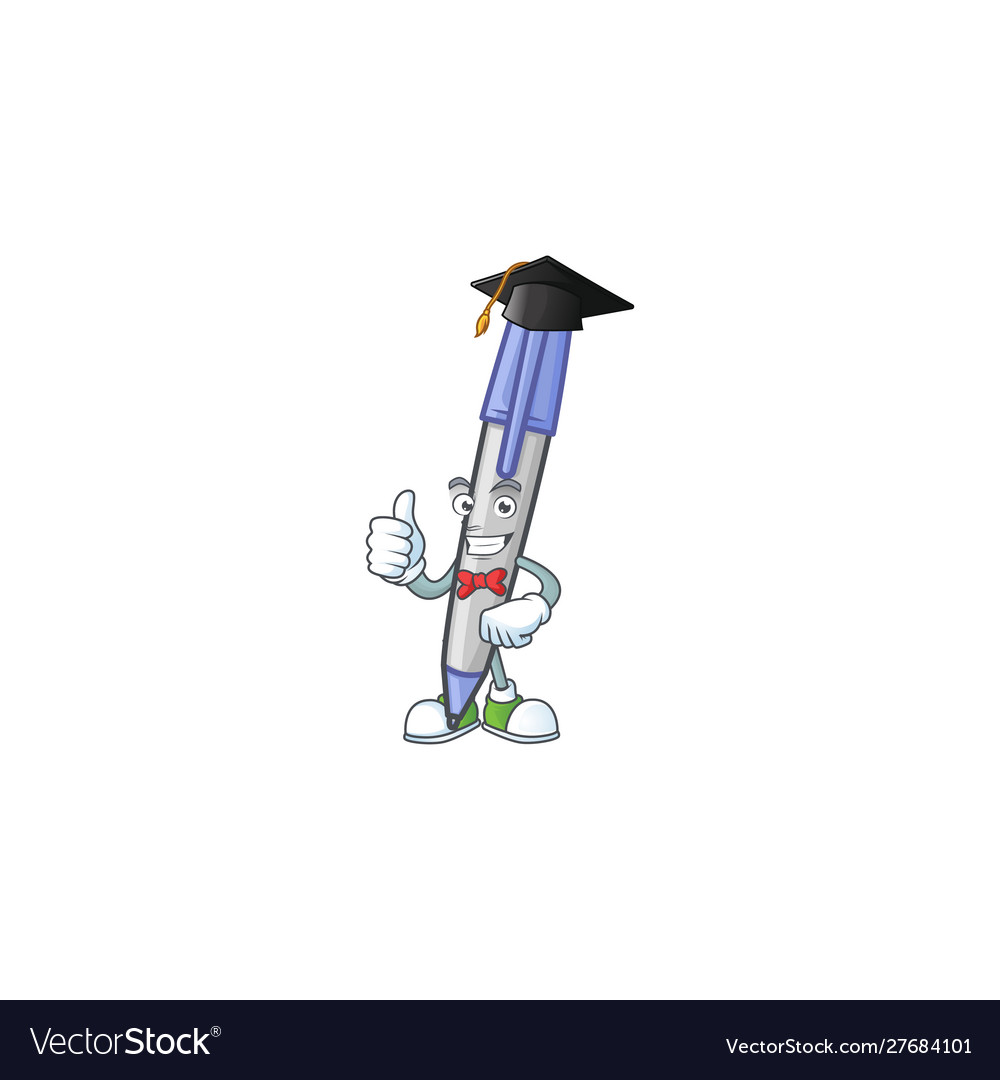 Graduation blue ballpoint isolated on white