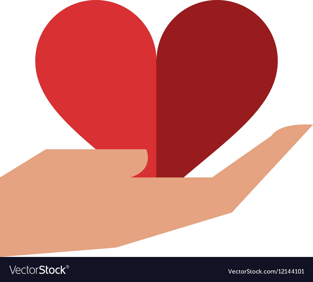 Hand holds heart love sing Royalty Free Vector Image