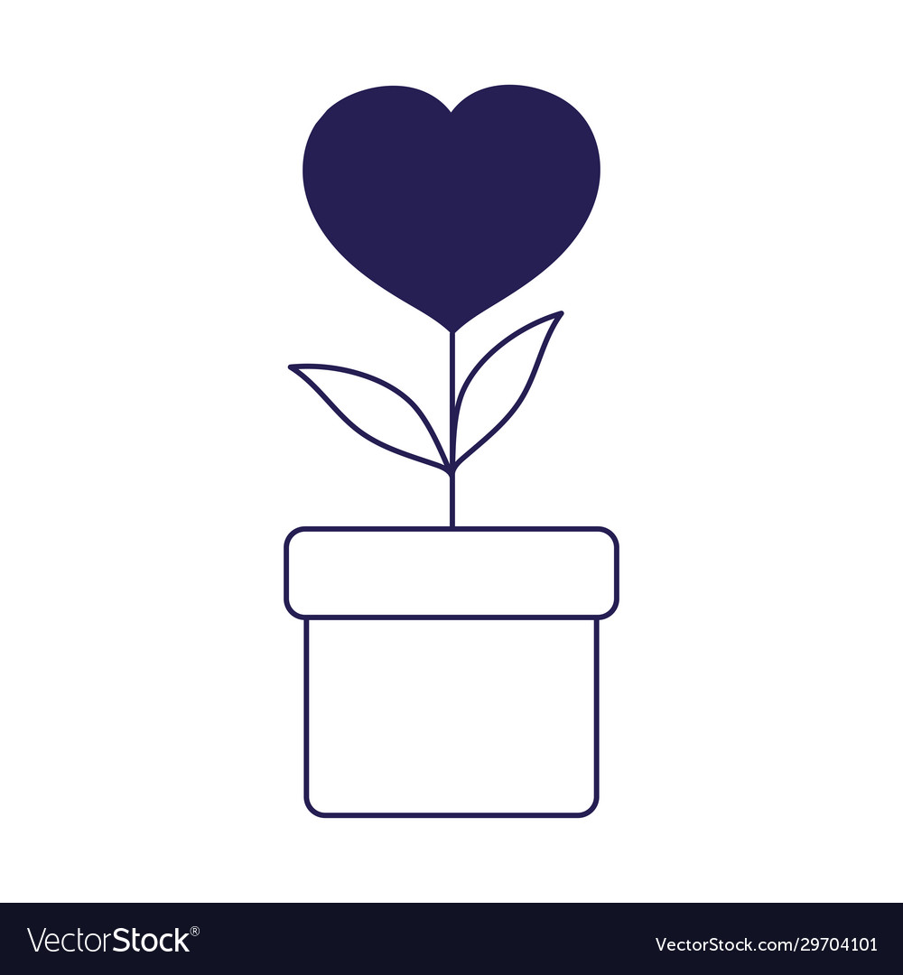 Happy valentines day potted flower shaped heart Vector Image