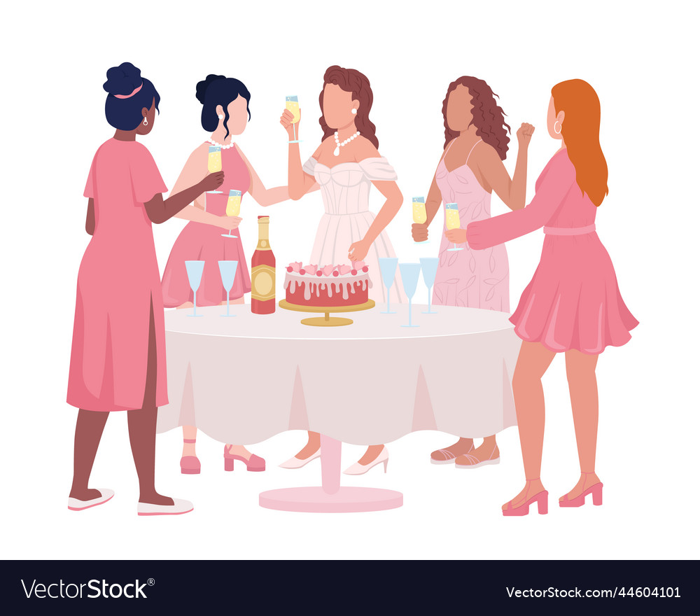 Hen party semi flat color characters