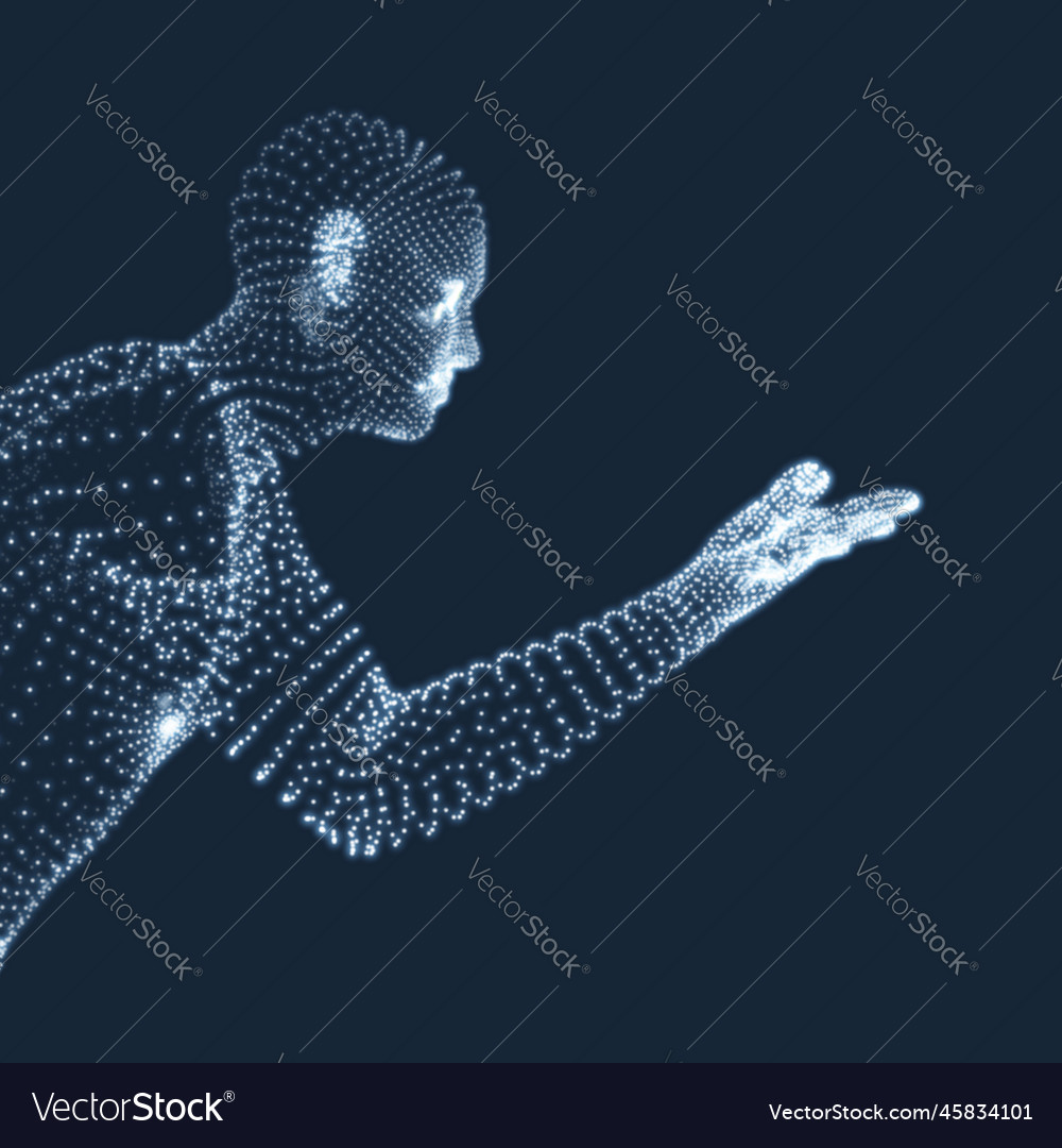 Man points to something by hand 3d model of