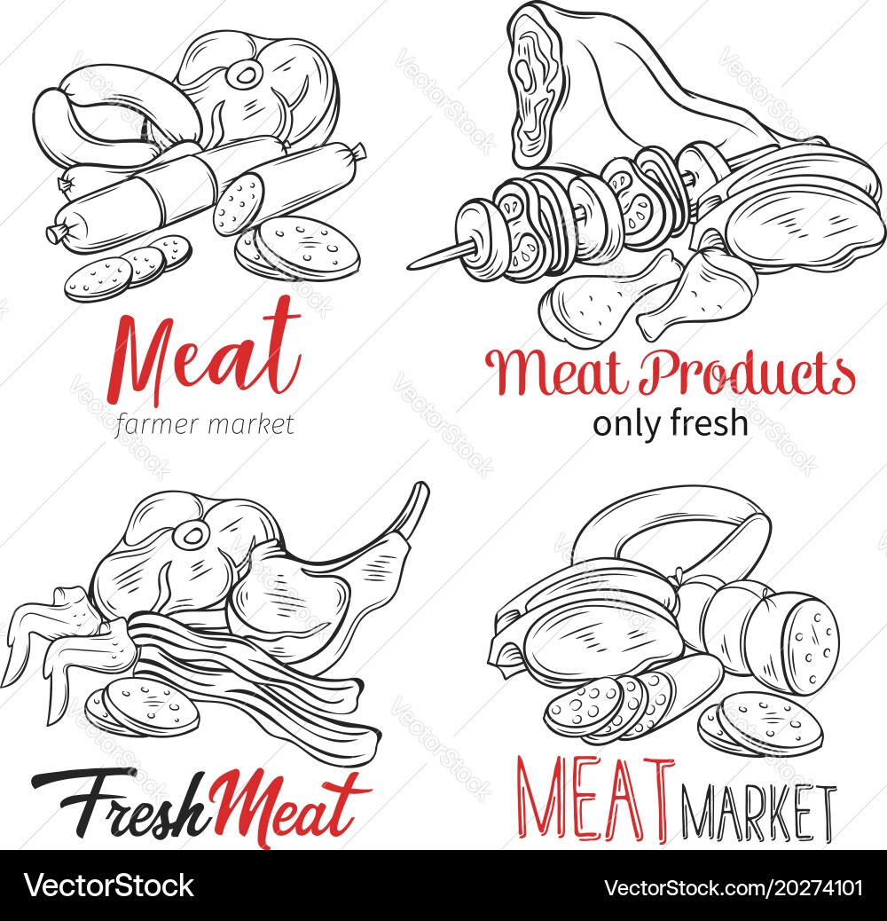 Meat products Royalty Free Vector Image - VectorStock