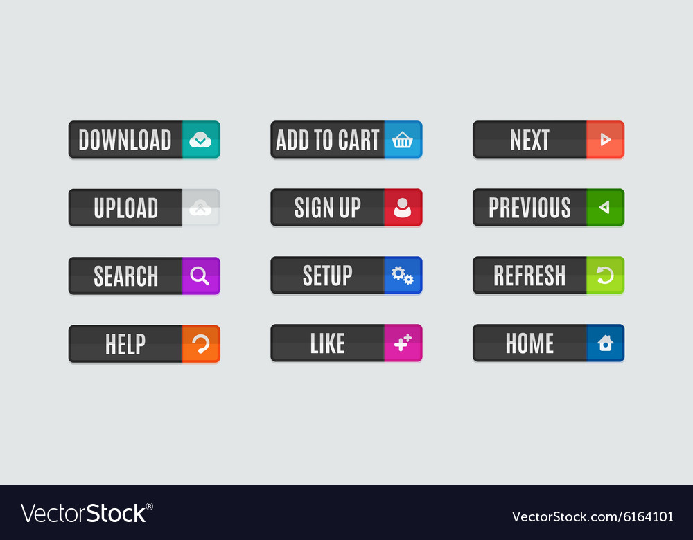 Modern Flat Design Website Navigation Buttons Vector Image