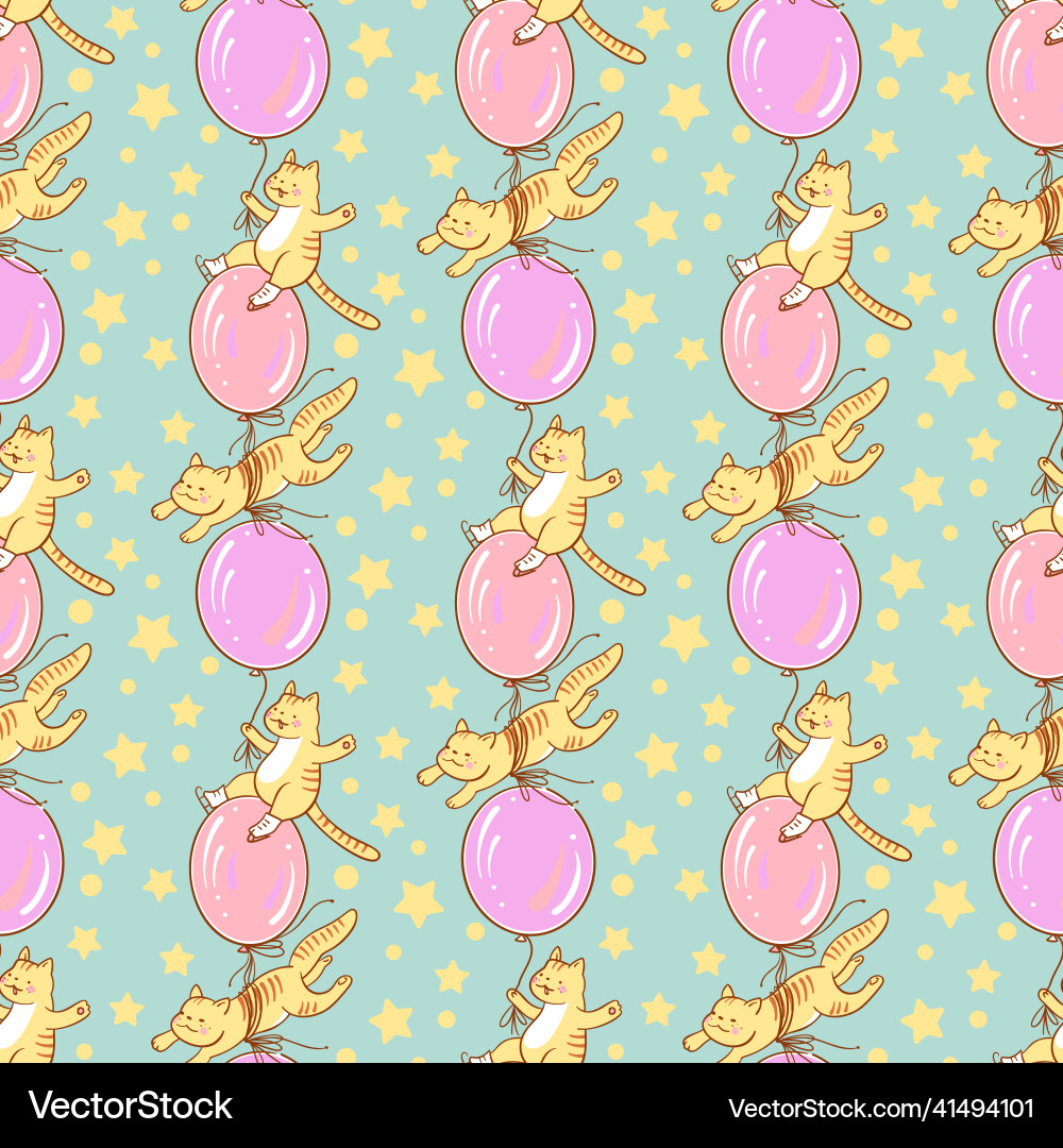 Seamless pattern - funny cartoon kittens Vector Image