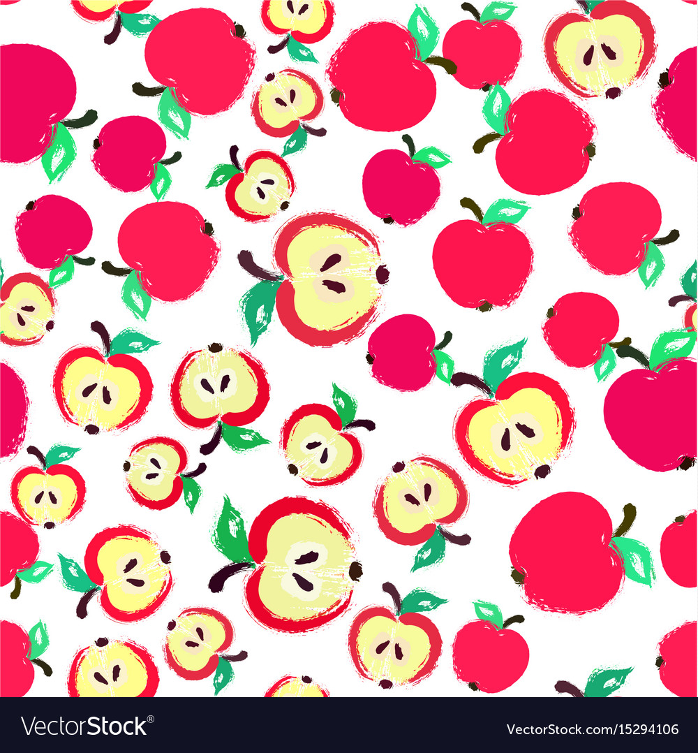 Apple background painted pattern Royalty Free Vector Image