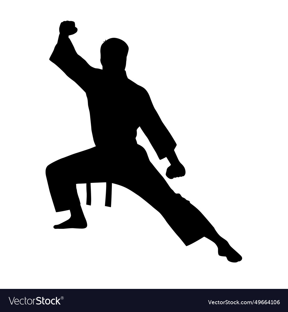 Black silhouettes of karate fighting Royalty Free Vector