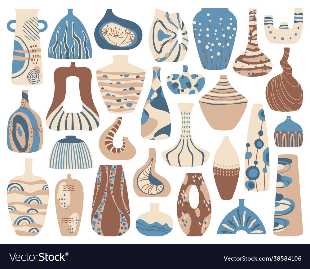 Ceramic vases handmade porcelain vase clay pots Vector Image