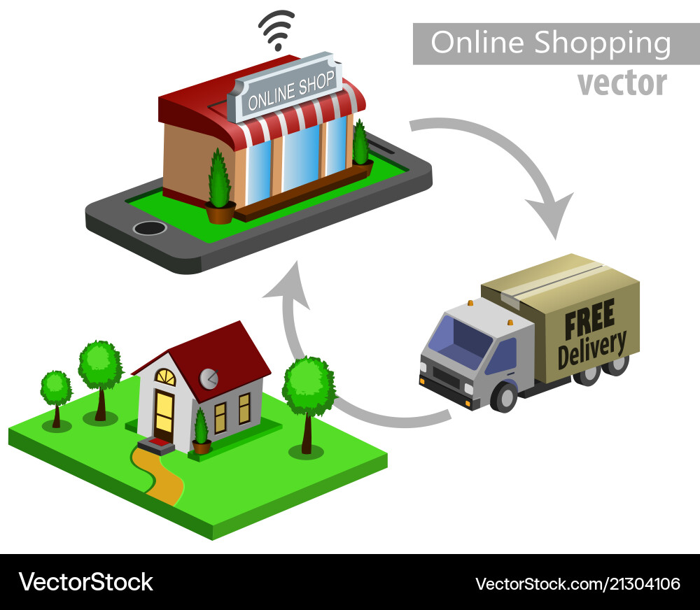 Mobile shopping e-commerce Royalty Free Vector Image