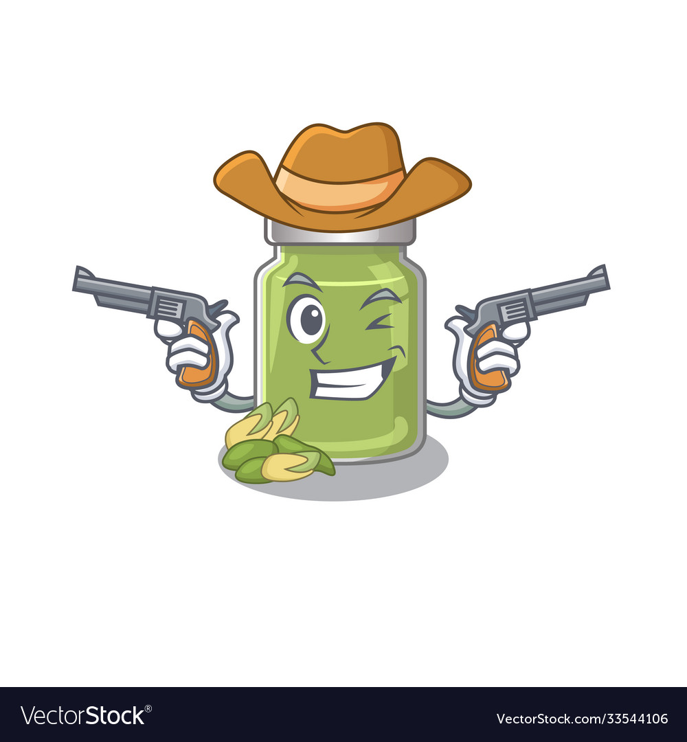 Pistachio butter cowboy cartoon concept having