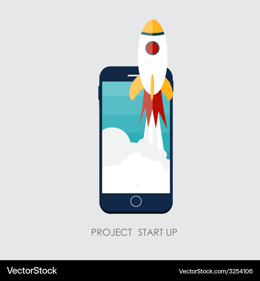 Quick start up flat concept Royalty Free Vector Image