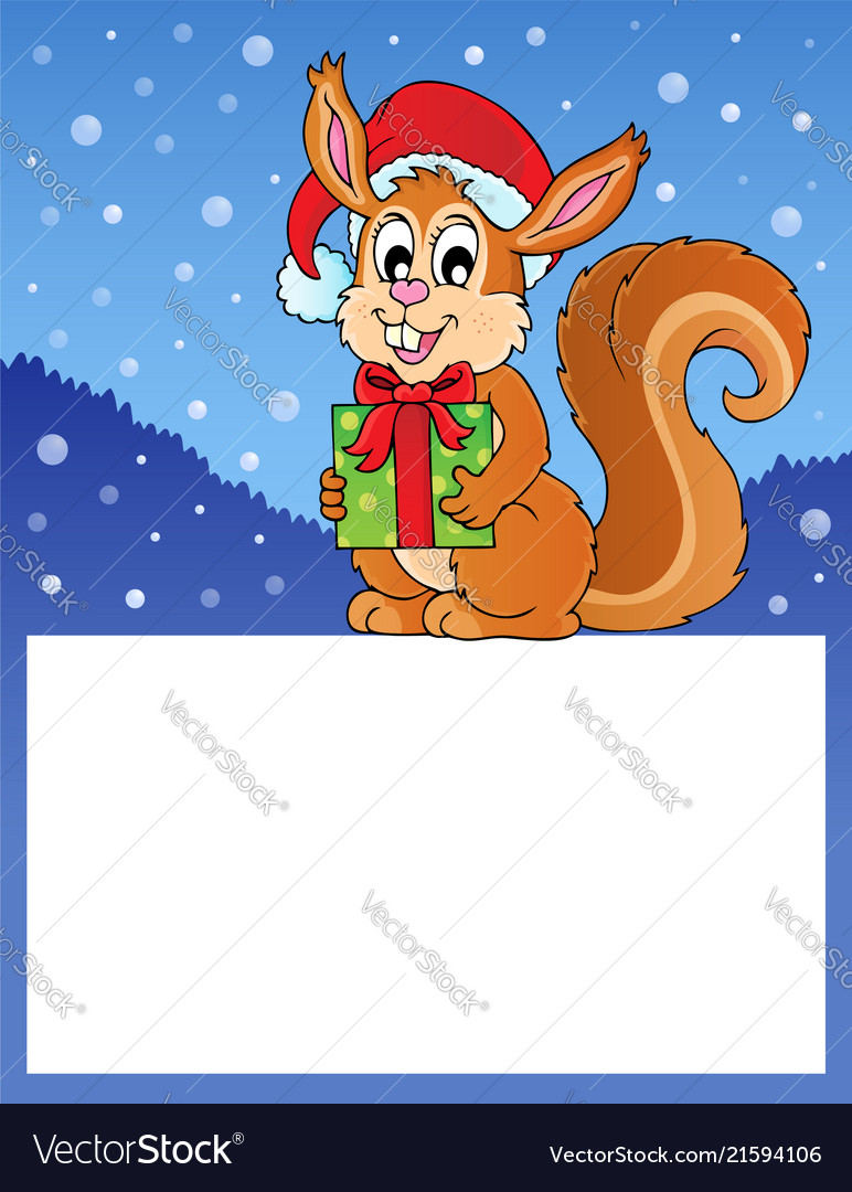 Small frame with christmas squirrel Royalty Free Vector