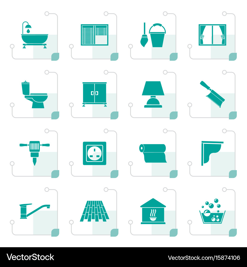 Stylized construction and building equipment icons