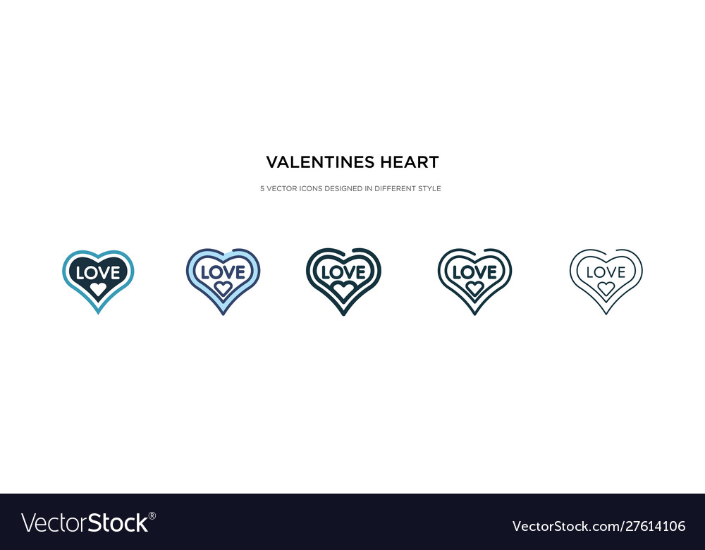 Valentines heart icon in different style two