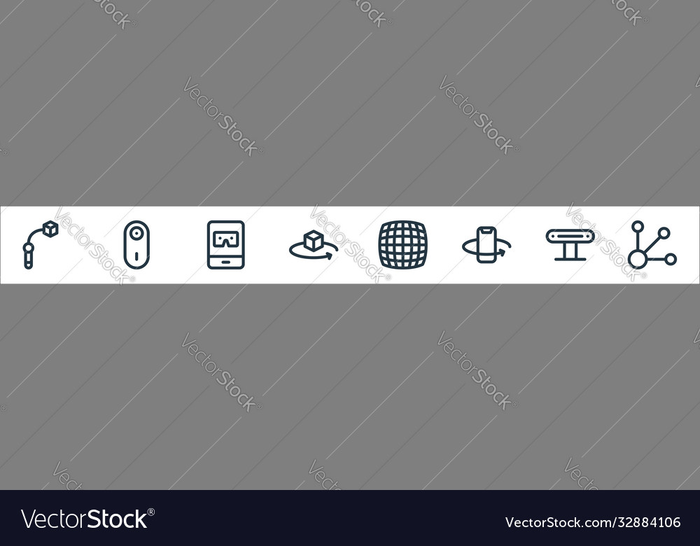 Virtual reality line icons linear set quality