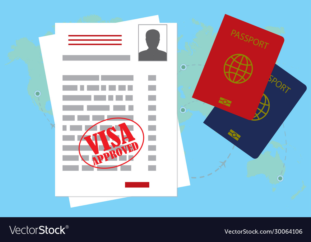 Visa approved blank or work permit and passport Vector Image