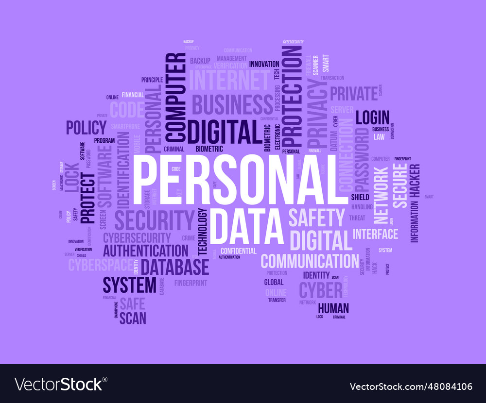 Word cloud background concept for personal data Vector Image