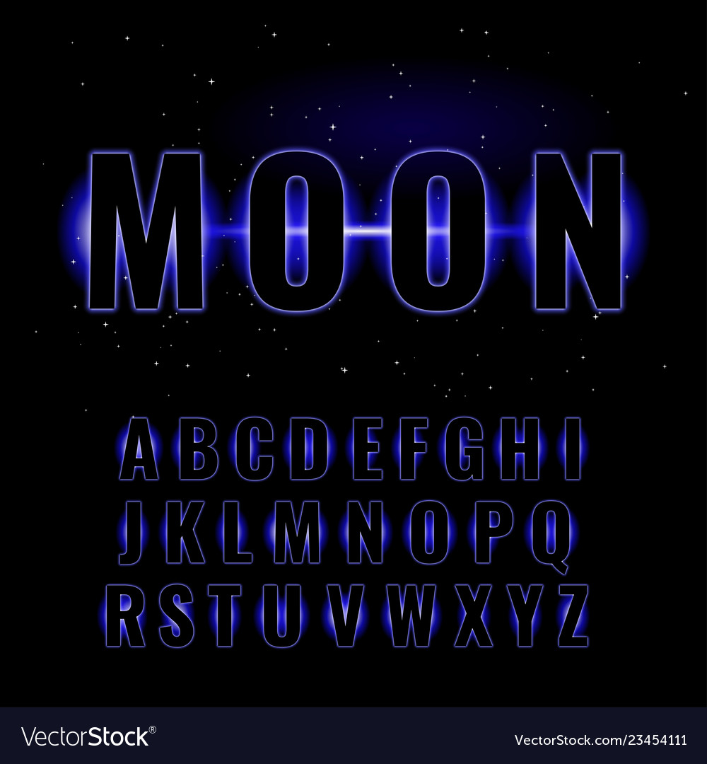 Blue neon glowing alphabet vector image Blue neon glowing alphabet