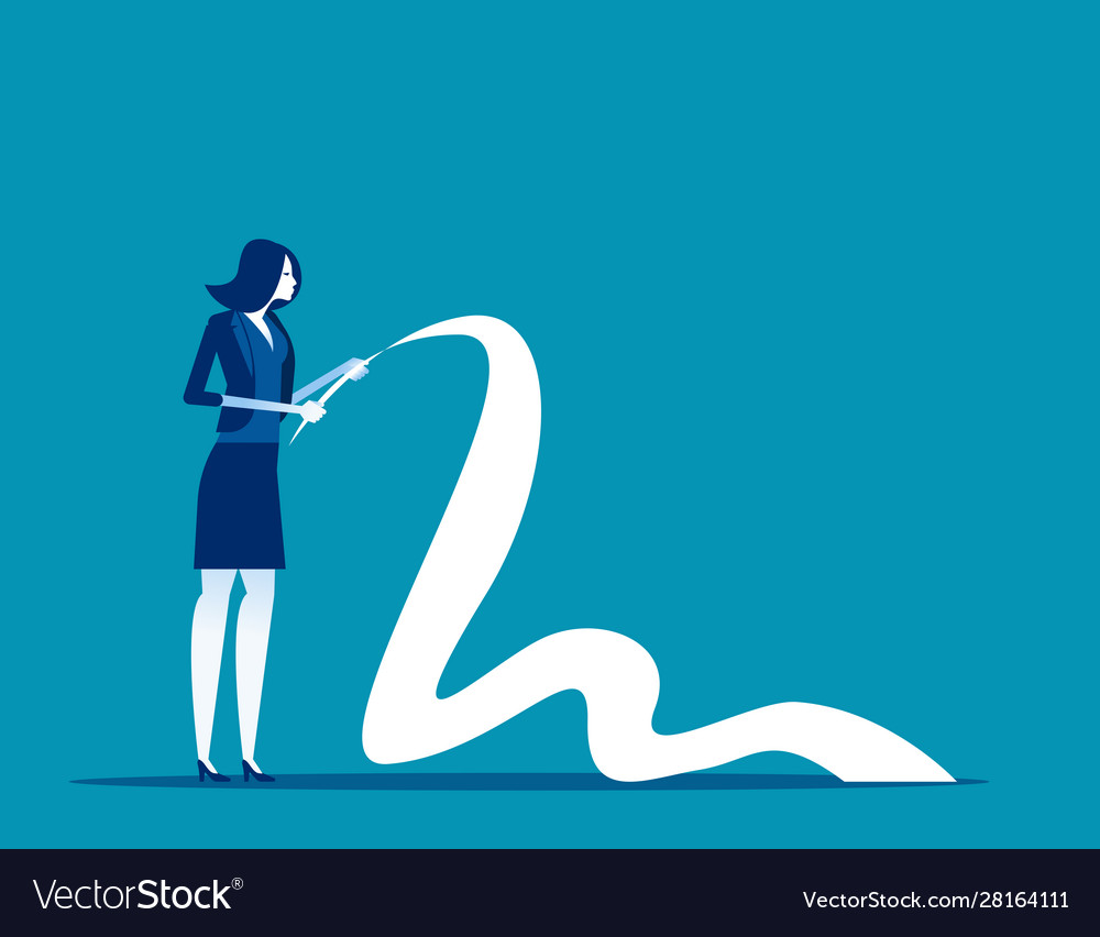 Businesswoman reading long paper list concept Vector Image