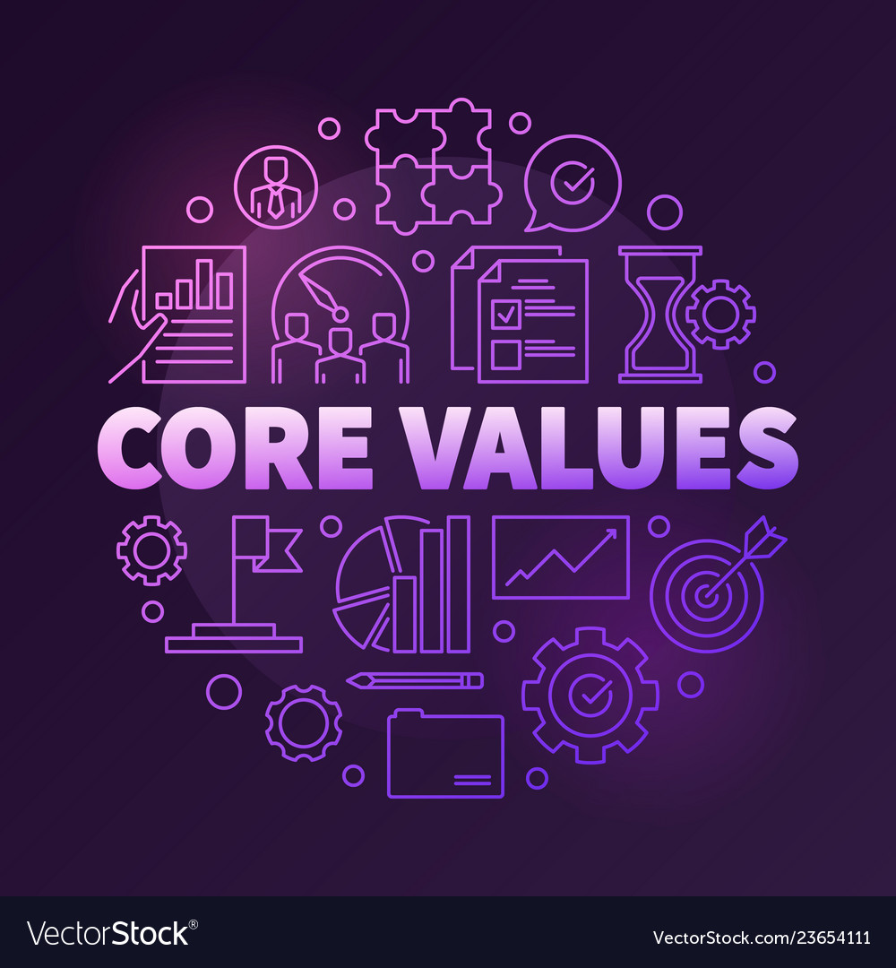 Company core values round creative linear Vector Image
