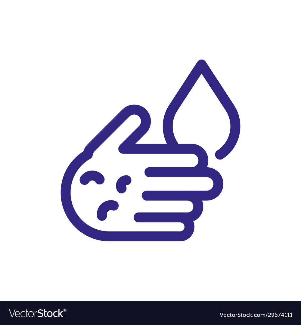 Hand with water drop icon thick line style