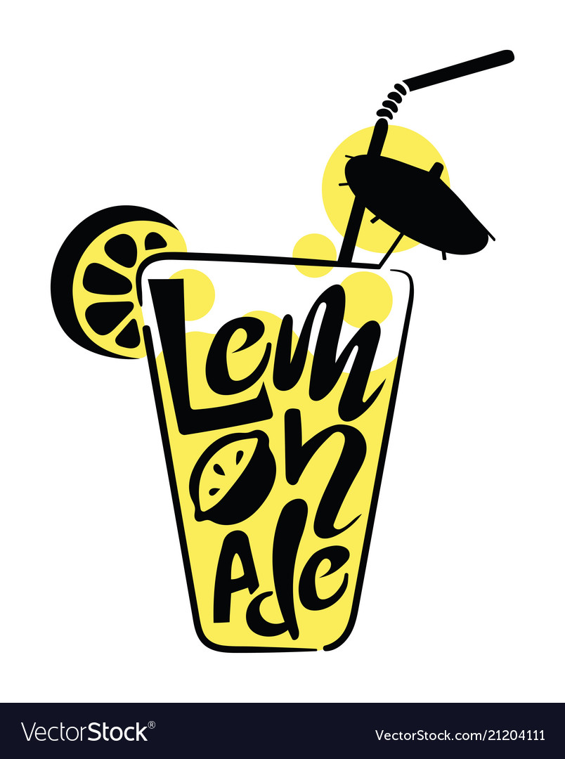 Logo of lemonade in a glass with words stylized Vector Image