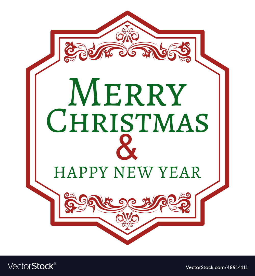 Merry christmas rectangular label Royalty Free Vector Image