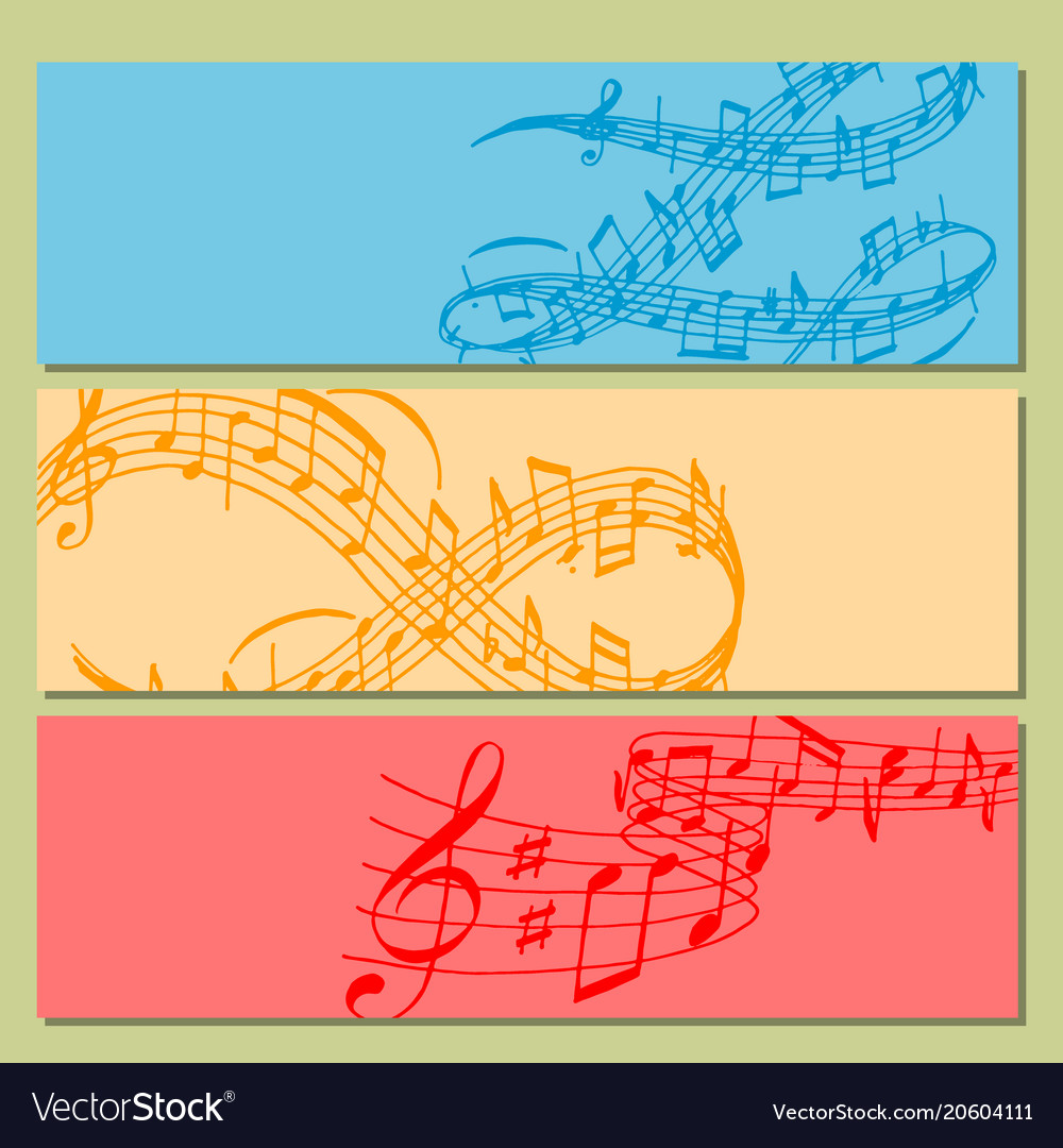 Notes Music Melody Colorfull Musician Banner Vector Image