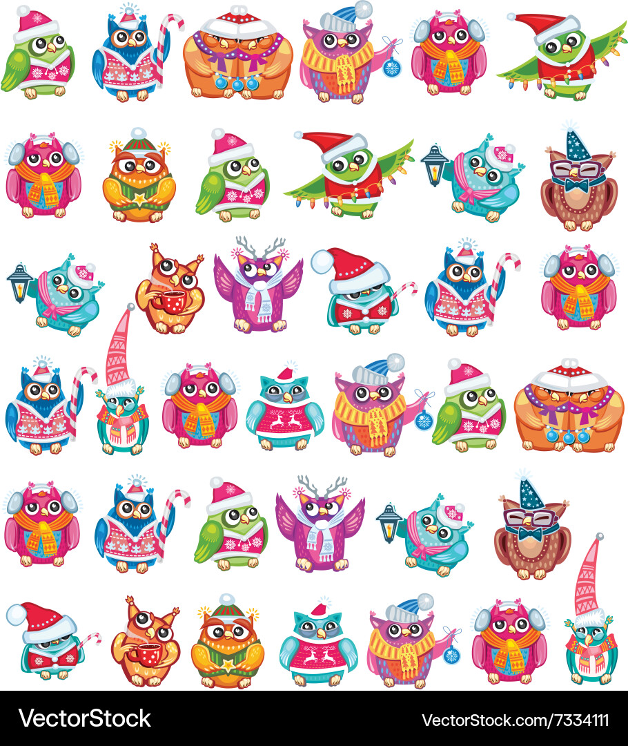 Seamless pattern with cute owls Royalty Free Vector Image