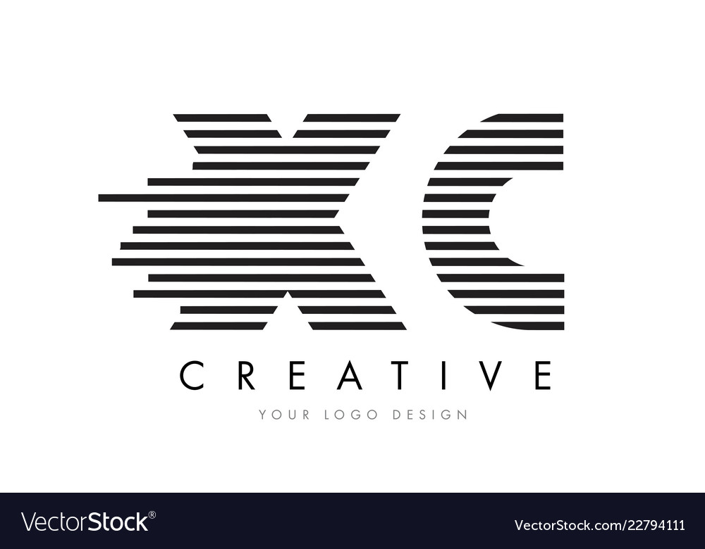 Xc x c zebra letter logo design with black