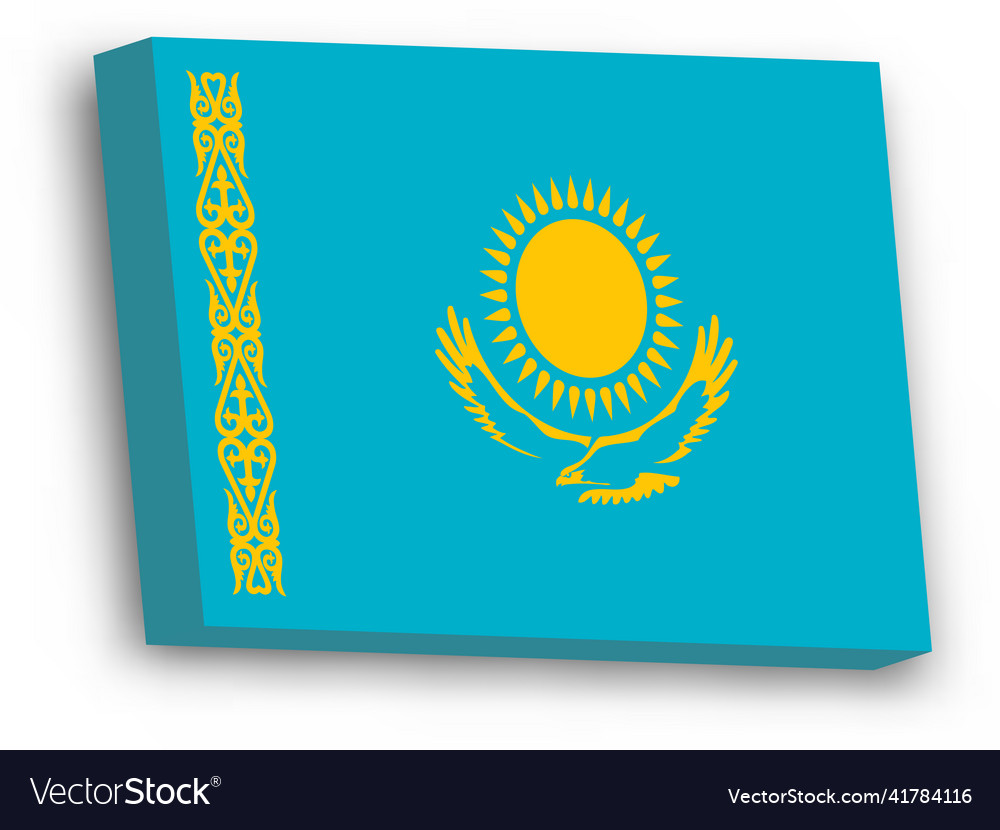 3d flag of kazakhstan Royalty Free Vector Image