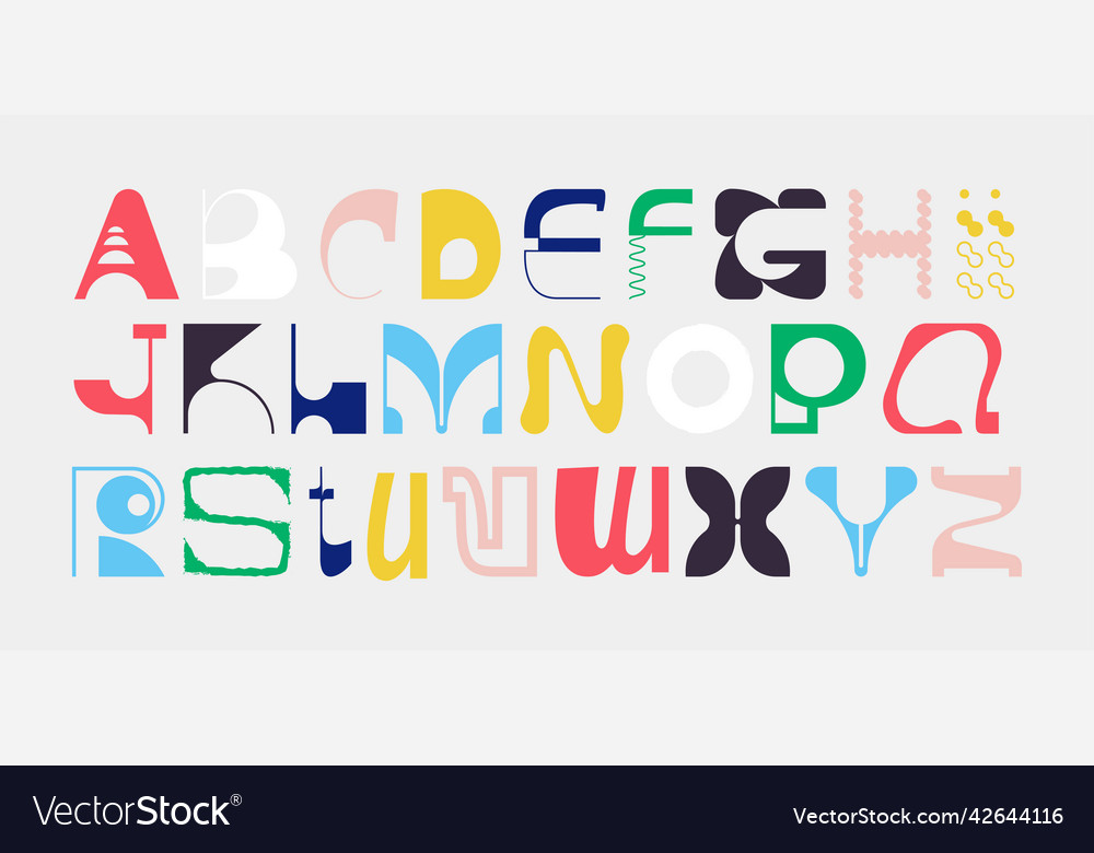 Big set of random letter figures english alphabet Vector Image