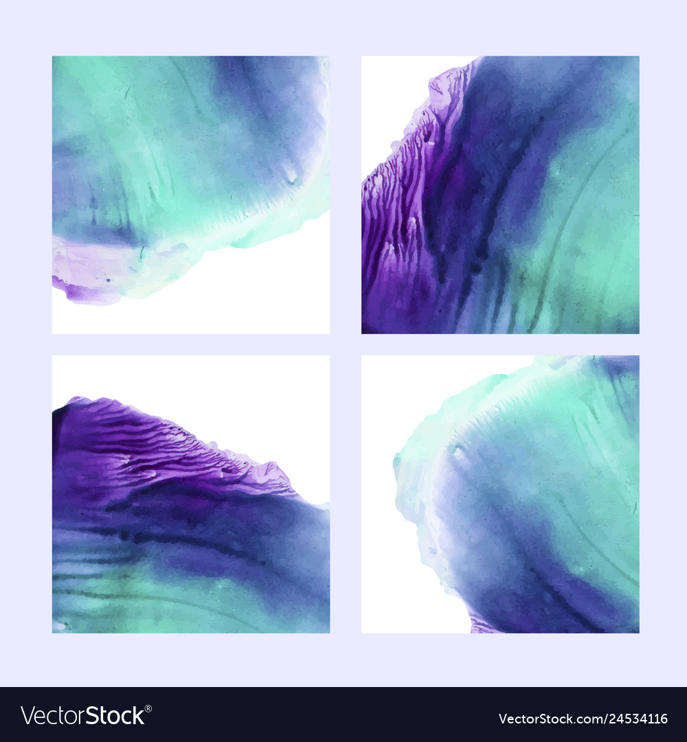Collection of post template with watercolor shapes vector image Collection of post template with watercolor shapes