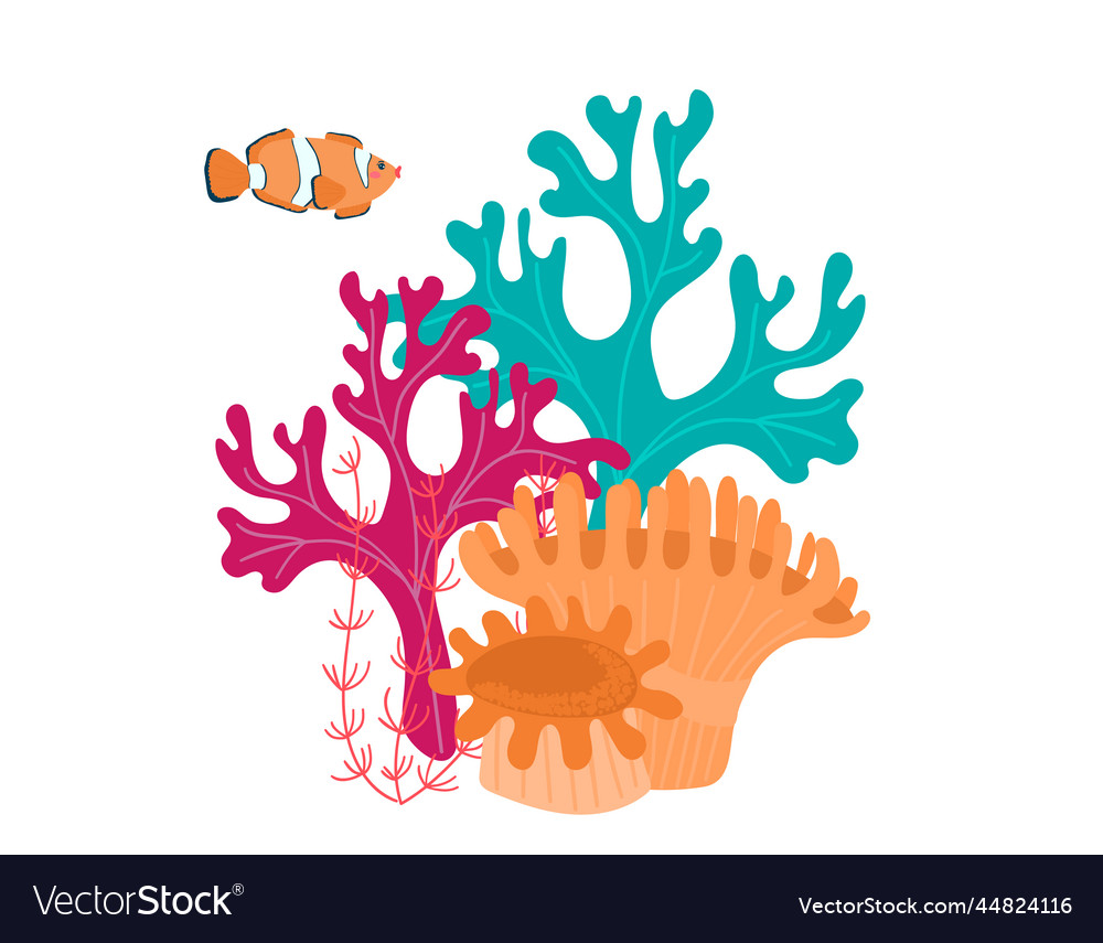 Colorful seascape in cartoon style underwater Vector Image