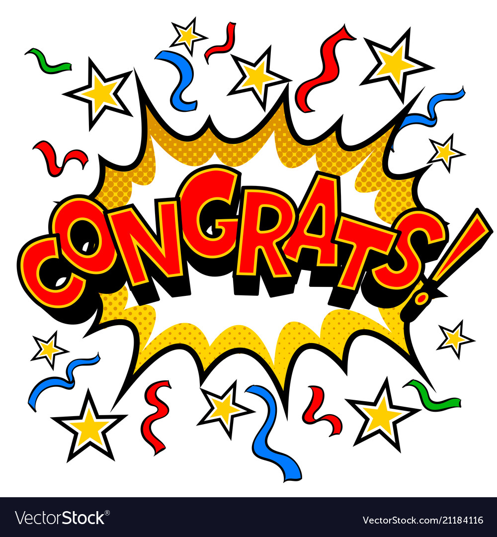 Congrats word comic book pop art Royalty Free Vector Image