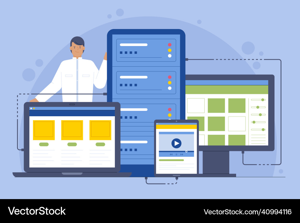 Flat design website hosting Royalty Free Vector Image