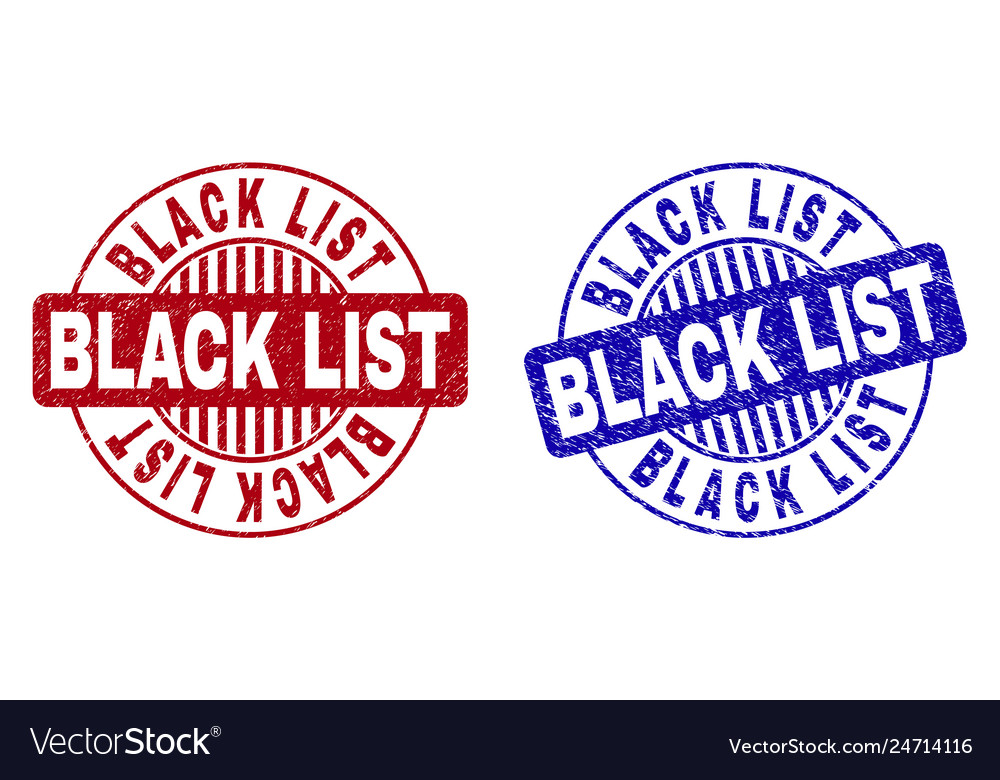 Grunge black list scratched round stamp seals