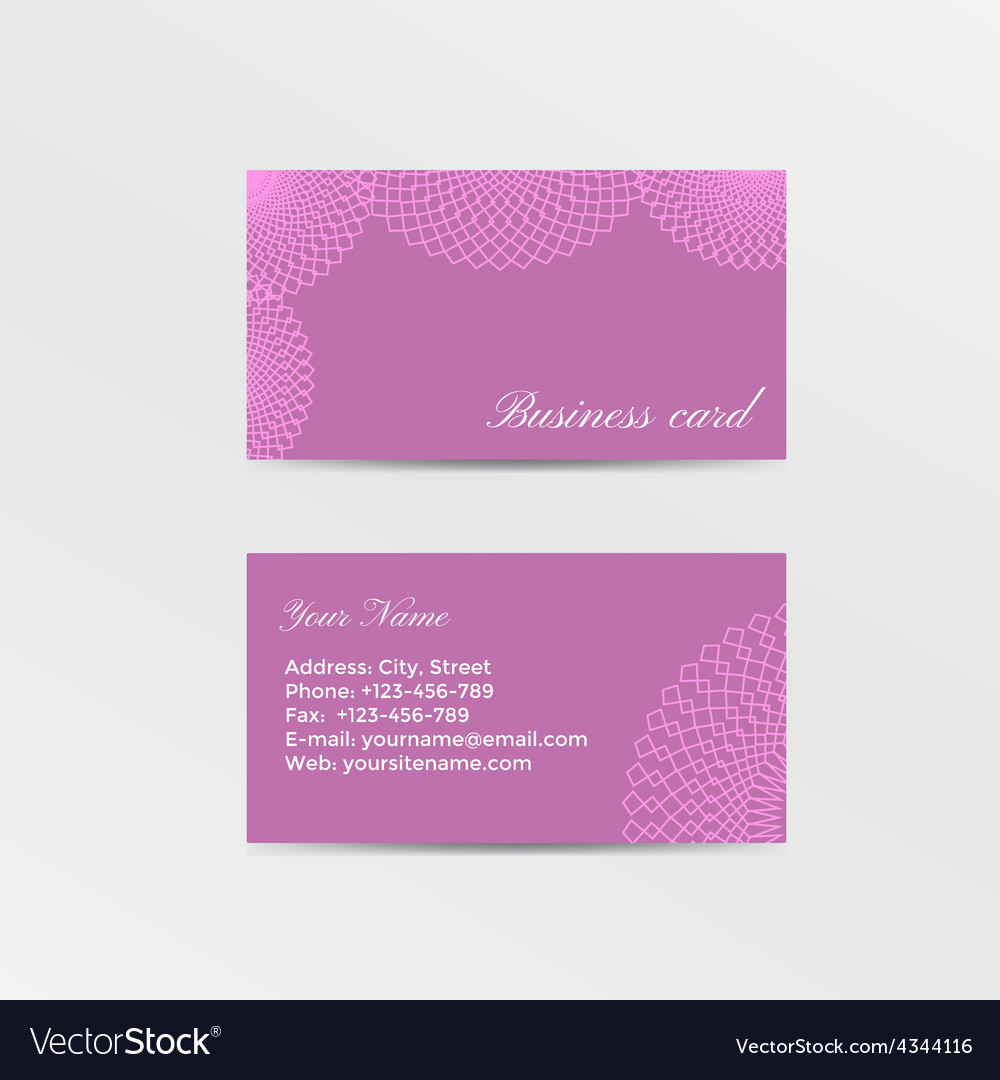 Pink business card decorated lacework