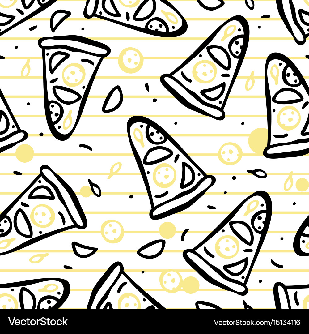 Seamless pattern with pizza Royalty Free Vector Image