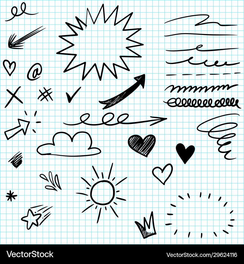 Set hand drawn design elements Royalty Free Vector Image