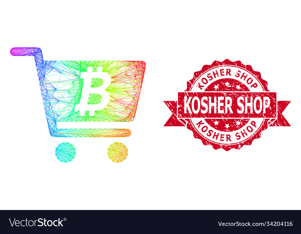 Textured kosher shop seal and rainbow net bitcoin