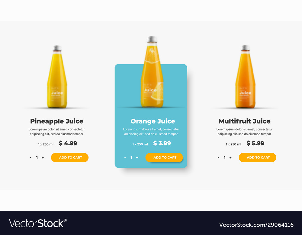 Ui product card template for web site design Vector Image