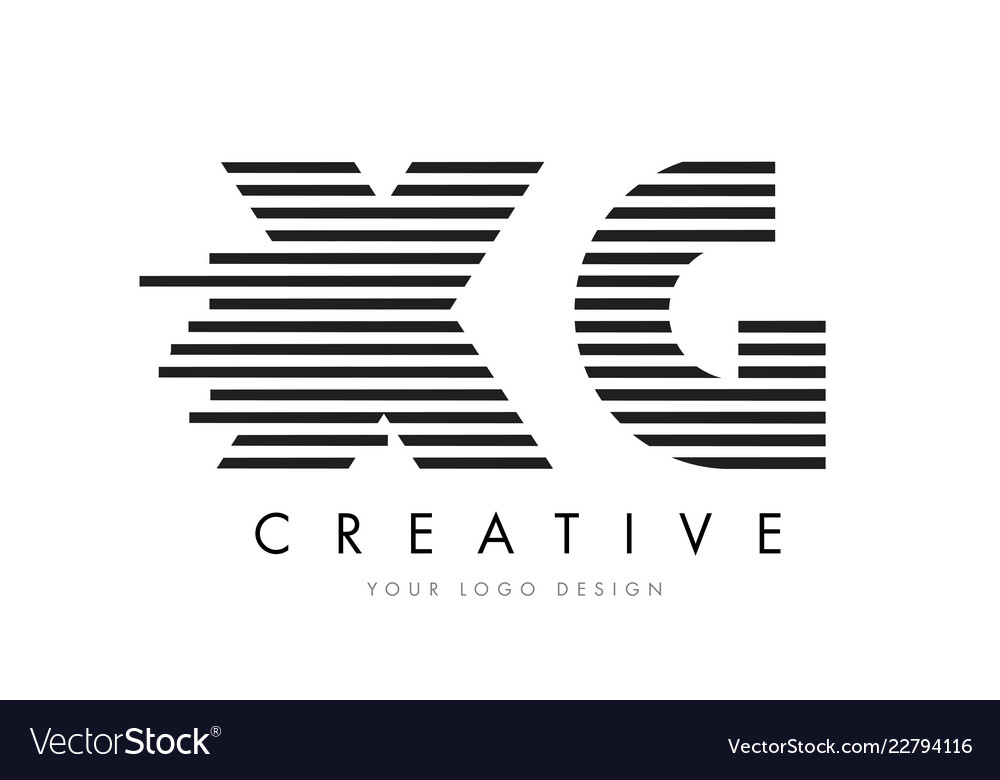 Xg x g zebra letter logo design with black