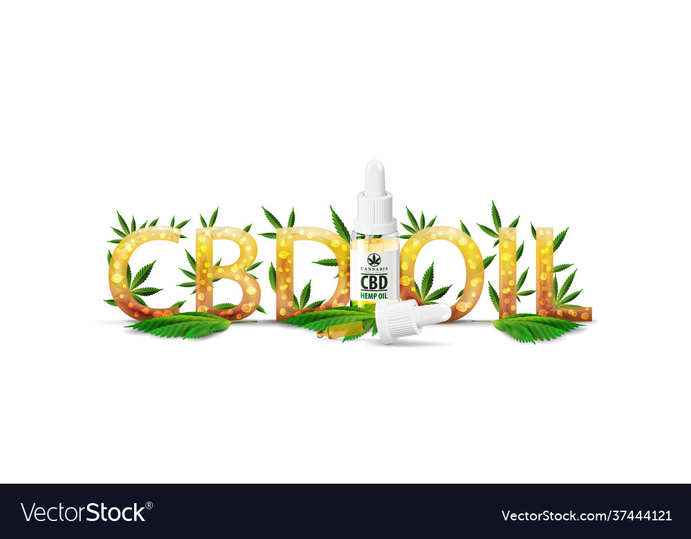 Cbd oil logo sign symbol 3d title with glass