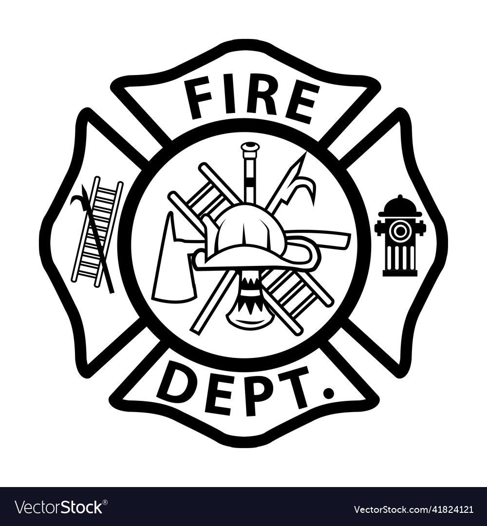 Fireman emblem sign on white background Royalty Free Vector