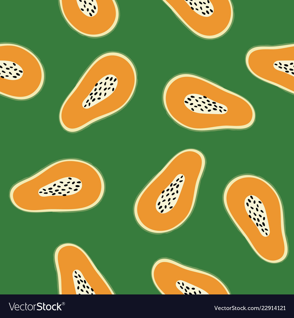 Hand drawn seamless patten with papayas