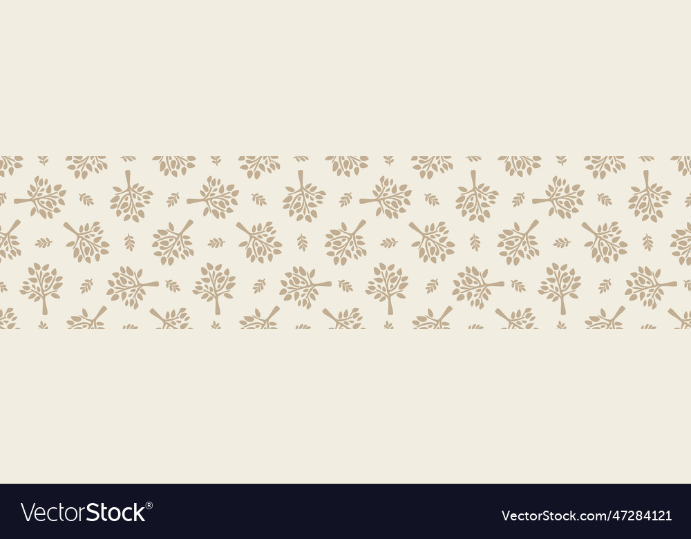 Quirky forest tree lino cut motif border Vector Image